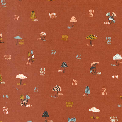 Moda Woodland Wildflowers Micro Mushrooms Rust 45585-24