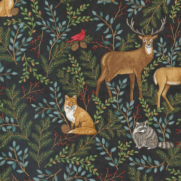 Moda Fabric Moda Woodland Winter Animals Charcoal Black 56090-17