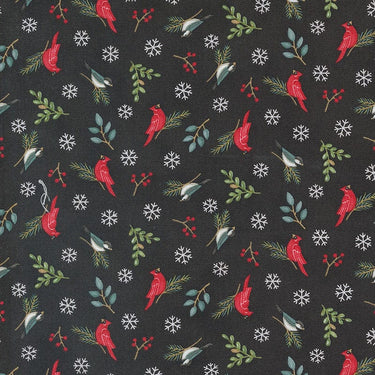 Moda Fabric Moda Woodland Winter Birds Charcoal Black 56096-17