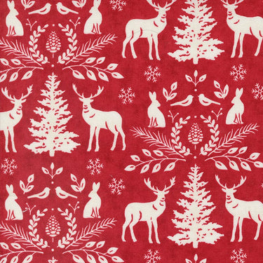 Moda Fabric Moda Woodland Winter Damask Animals Cardinal Red 56092-13