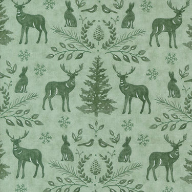 Moda Fabric Moda Woodland Winter Damask Animals Eucalyptus 56092-16