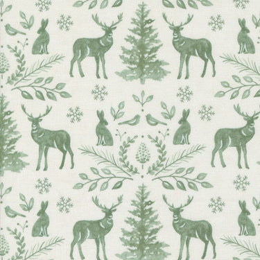 Moda Fabric Moda Woodland Winter Damask Animals Snowy White 56092-11