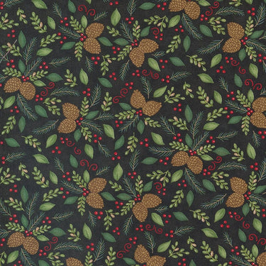 Moda Fabric Moda Woodland Winter Pinecones Charcoal Black 56094-17