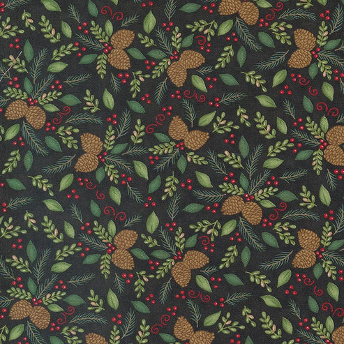 Moda Fabric Moda Woodland Winter Pinecones Charcoal Black 56094-17