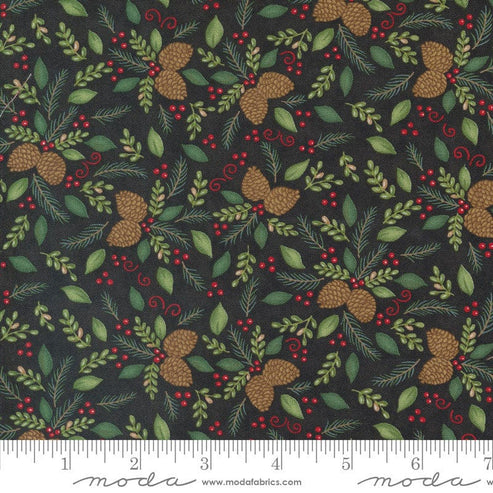 Moda Fabric Moda Woodland Winter Pinecones Charcoal Black 56094-17