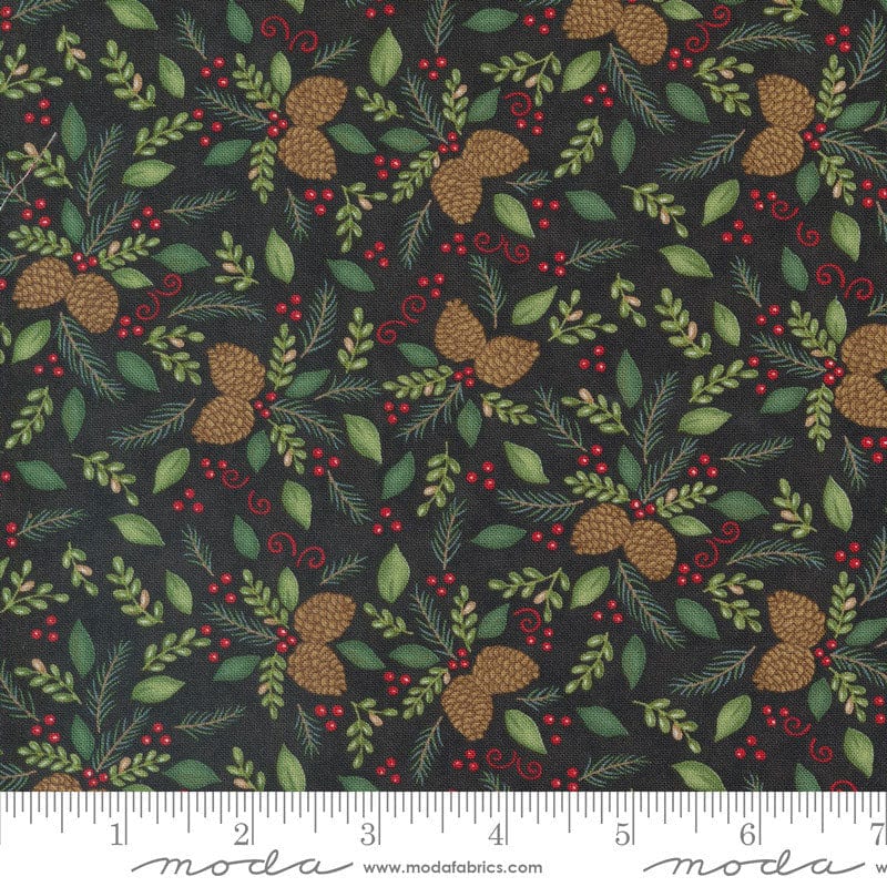 Moda Fabric Moda Woodland Winter Pinecones Charcoal Black 56094-17