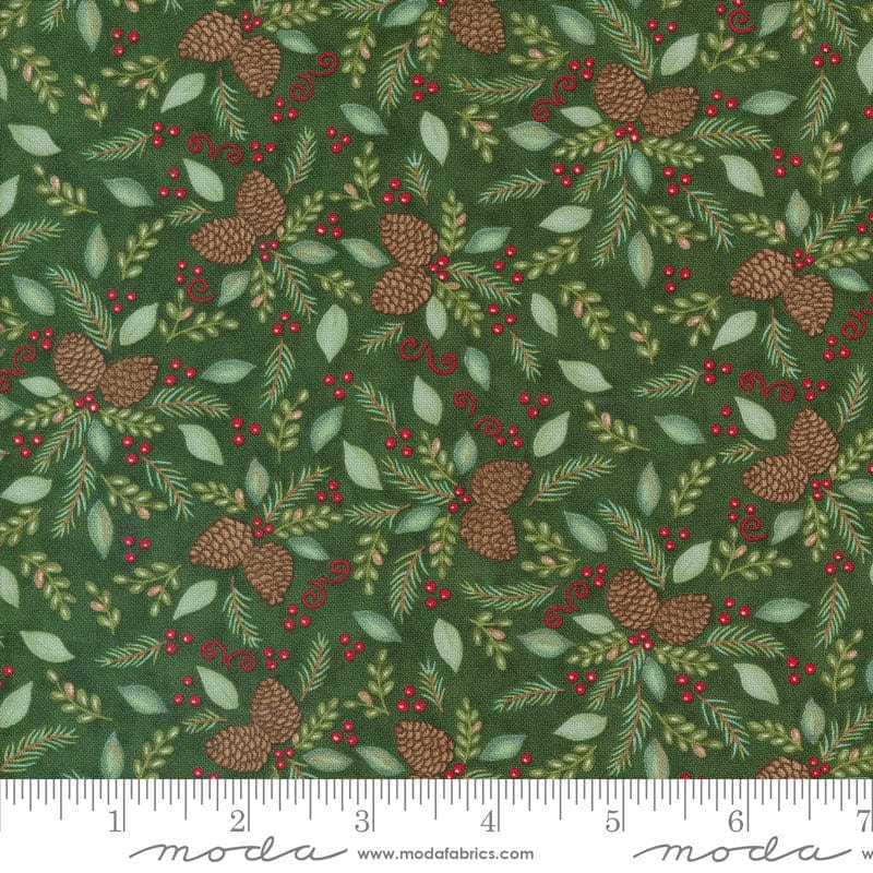 Moda Fabric Moda Woodland Winter Pinecones Pine Green 56094-14