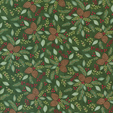 Moda Fabric Moda Woodland Winter Pinecones Pine Green 56094-14