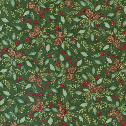 Moda Fabric Moda Woodland Winter Pinecones Pine Green 56094-14