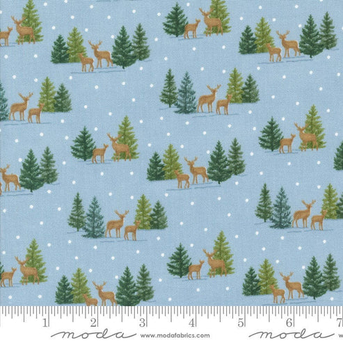 Moda Fabric Moda Woodland Winter Tiny Tree Deer Sky Blue 56095-12