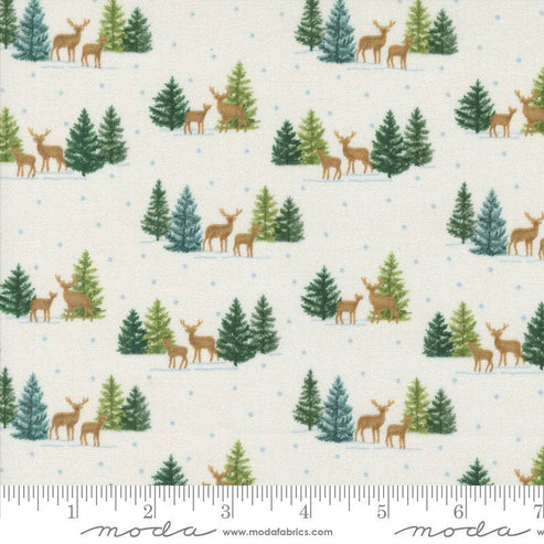 Moda Fabric Moda Woodland Winter Tiny Tree Deer Snowy White 56095-11