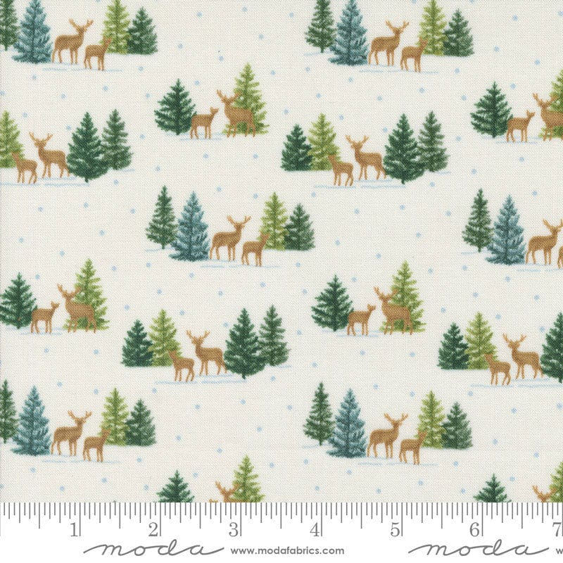 Moda Fabric Moda Woodland Winter Tiny Tree Deer Snowy White 56095-11