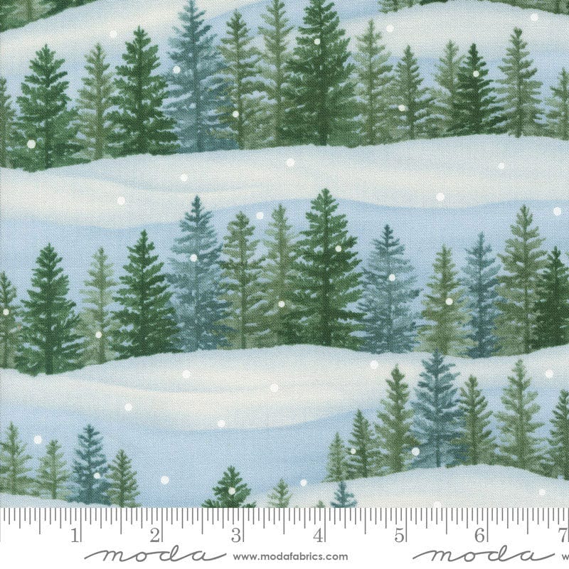 Moda Fabric Moda Woodland Winter Tree Line Sky Blue 56091-12