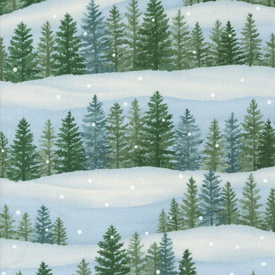 Moda Woodland Winter Tree Line Sky Blue 56091-12