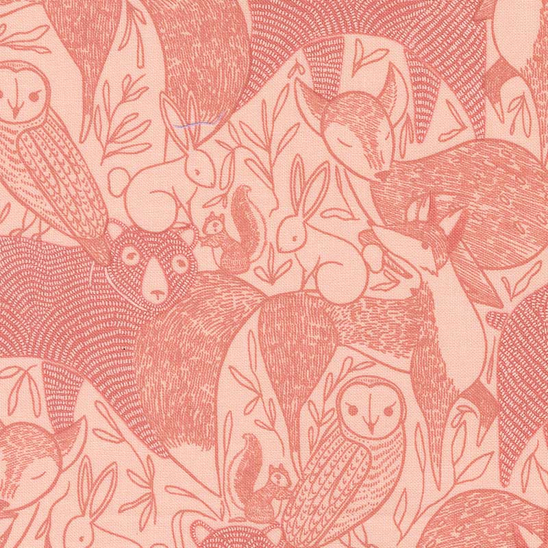 Moda Fabric Moda Woodland Wonder Animals Blush 48390-18  - The Sewing Studio