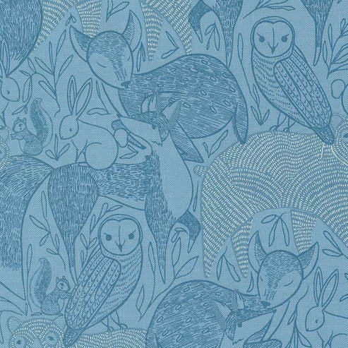 Moda Fabric Moda Woodland Wonder Animals Sky 48390-16  - The Sewing Studio