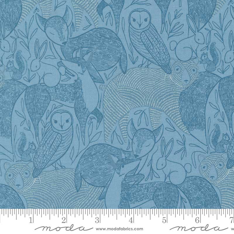 Moda Fabric Moda Woodland Wonder Animals Sky 48390-16  - The Sewing Studio