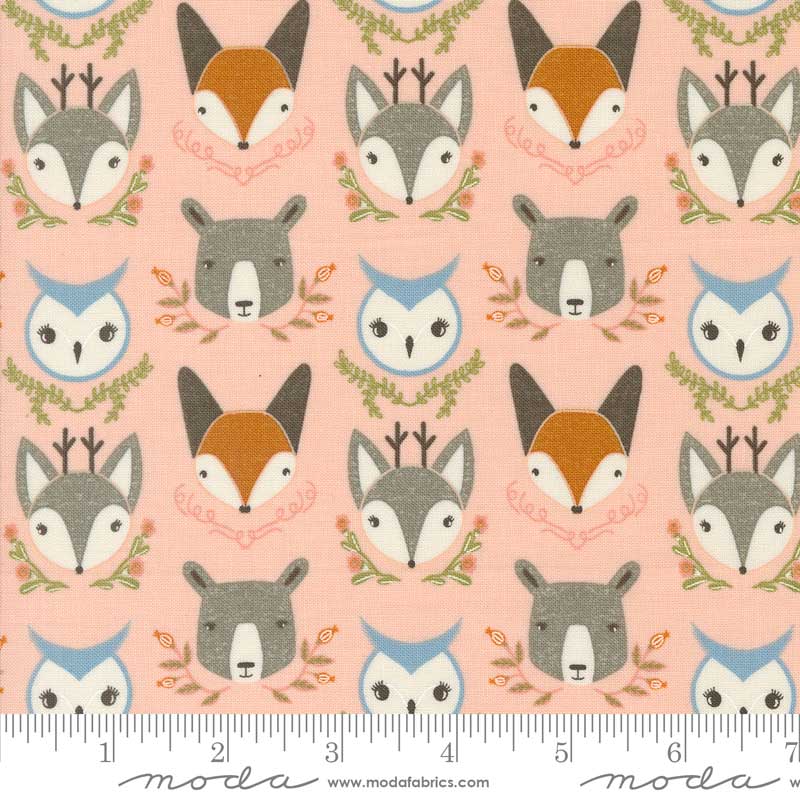 Moda Fabric Moda Woodland Wonder Bobble Heads Blush 48392-18  - The Sewing Studio