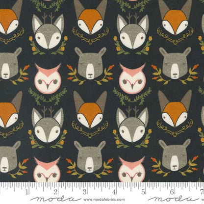 Moda Fabric Moda Woodland Wonder Bobble Heads Midnight 48392-21  - The Sewing Studio