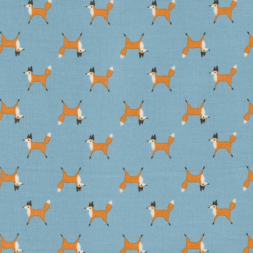 Moda Fabric Moda Woodland Wonder Fox Trot Sky 48394-16  - The Sewing Studio