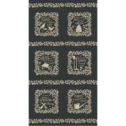 Moda Fabric Panels & Labels Moda Bloom And Grow Fabric Panel Black 7056-14  - The Sewing Studio