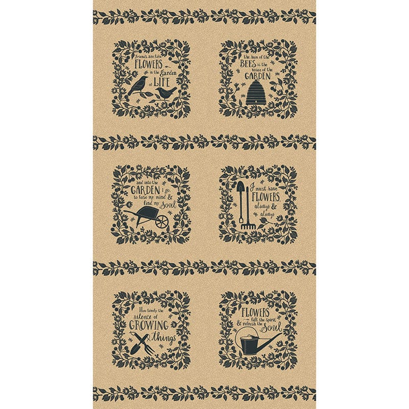 Moda Fabric Panels & Labels Moda Bloom And Grow Fabric Panel Tan 7056-12  - The Sewing Studio