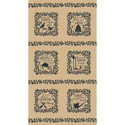 Moda Fabric Panels & Labels Moda Bloom And Grow Fabric Panel Tan 7056-12  - The Sewing Studio