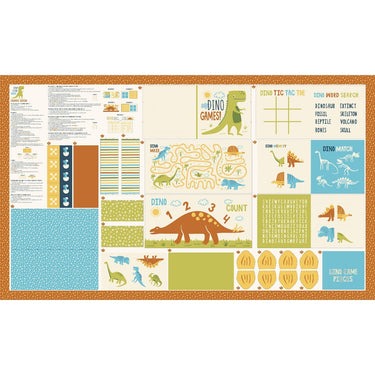 Moda Fabric Panels & Labels Moda Fabric Stomp Stomp Roar Activity Book Fabric Panel 20826 11  - The Sewing Studio for sale UK - The Sewing Studio