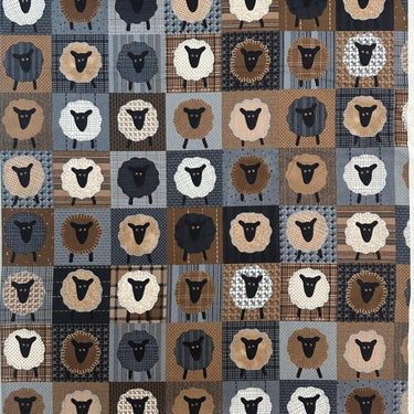 Moda Fabric Panels & Labels Moda Farmhouse Flannels III Wooly Sheep fabric Panel 49108-12F  - The Sewing Studio for sale UK - The Sewing Studio