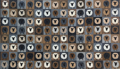 Moda Fabric Panels & Labels Moda Farmhouse Flannels III Wooly Sheep fabric Panel 49108-12F  - The Sewing Studio