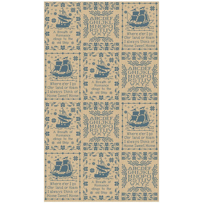 Moda Fabric Panels & Labels Moda Threads That Bind Fabric At Waters Edge Sampler Panel Parchment Indigo 28002-21  - The Sewing Studio