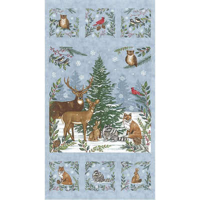 Moda Fabric Panels & Labels Moda Woodland Winter Fabric Panel Sky Blue 56099-12