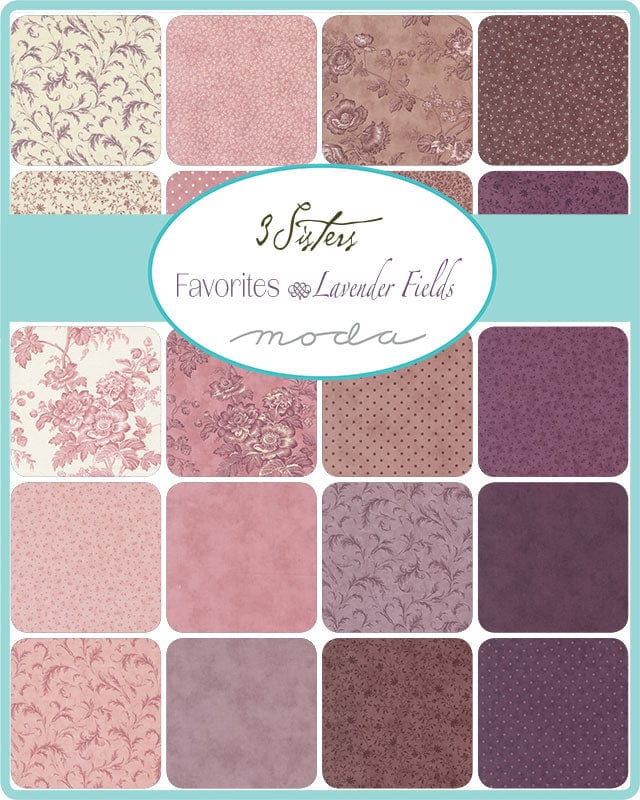 Moda Fabric Pre Cuts Moda 3 Sisters Favourites Vintage Linens Lavender Fields Charm Pack 44361PP  - The Sewing Studio