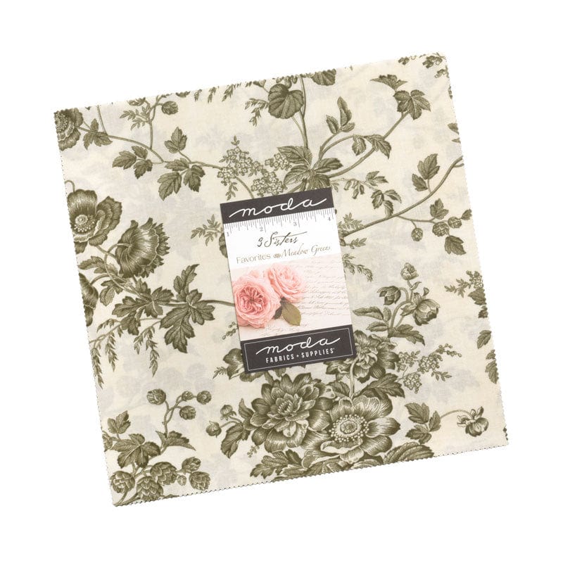 Moda Fabric Pre Cuts Moda 3 Sisters Favourites Vintage Linens Meadow Greens Layer Cake 44632LC  - The Sewing Studio