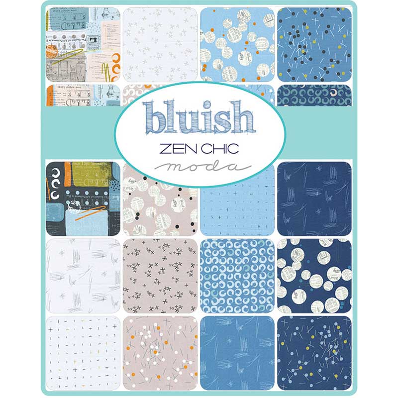 Moda Fabric Pre Cuts Moda Bluish Mini Charm 1820MC  - The Sewing Studio