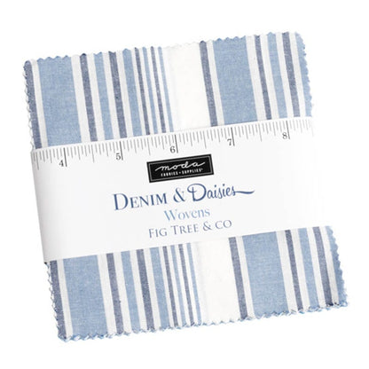 Moda Fabric Pre Cuts Moda Denim Daisies Wovens Charm Pack 12222PP  - The Sewing Studio