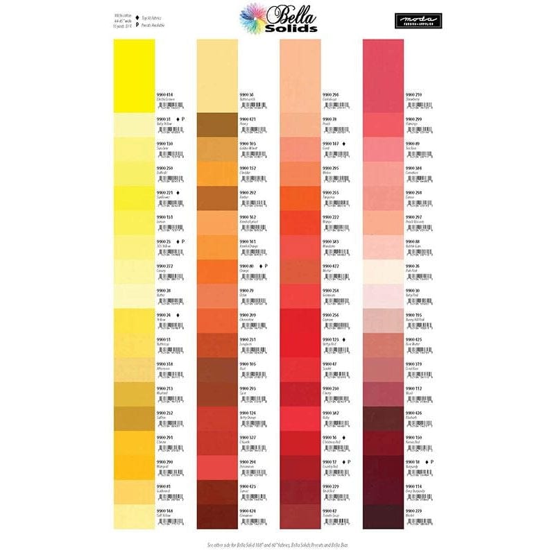 Moda Fabric Pre Cuts Moda Fabric Bella Solid Shade Card  - The Sewing Studio