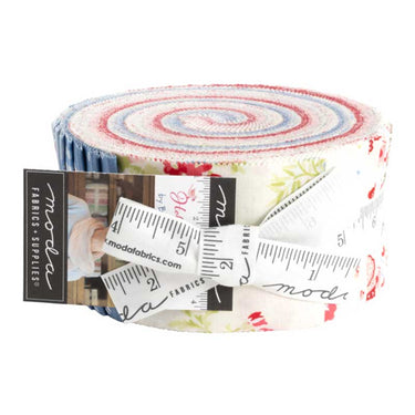 Moda Fabric Pre Cuts Moda Hollyhocks And Roses Jelly Roll 3050JR  - The Sewing Studio for sale UK - The Sewing Studio