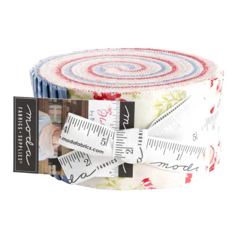 Moda Fabric Pre Cuts Moda Hollyhocks And Roses Jelly Roll 3050JR  - The Sewing Studio