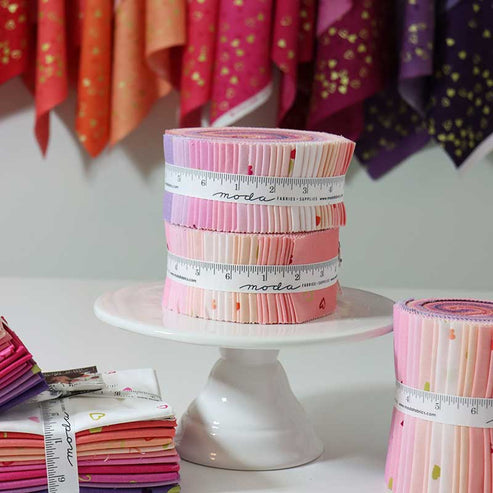 Moda Fabric Pre Cuts Moda I Heart Ombre Metallic Jelly Roll 10875JRM  - The Sewing Studio