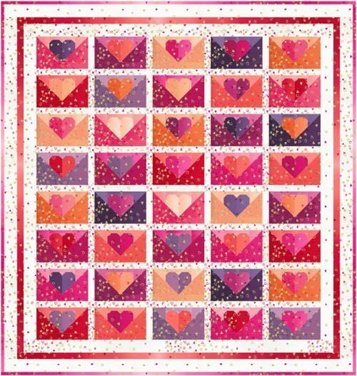 Moda Fabric Pre Cuts Moda I Heart Ombre Metallic Quilt Kit by V and CO  - The Sewing Studio