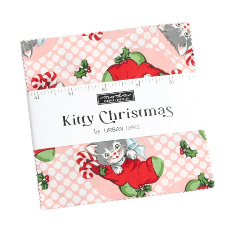 Moda Fabric Pre Cuts Moda Kitty Christmas Charm Pack 31200PP  - The Sewing Studio