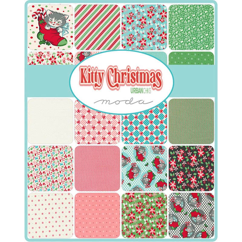 Moda Fabric Pre Cuts Moda Kitty Christmas Charm Pack 31200PP  - The Sewing Studio