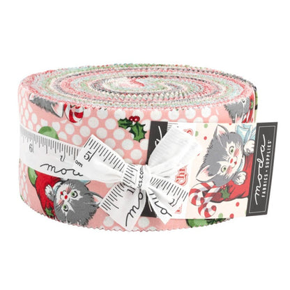 Moda Fabric Pre Cuts Moda Kitty Christmas Jelly Roll 31200JR  - The Sewing Studio