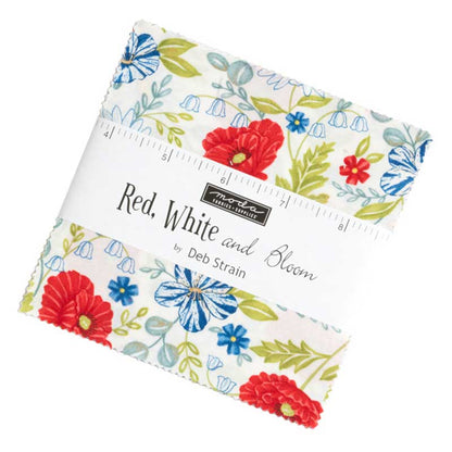 Moda Fabric Pre Cuts Moda Red White And Bloom Charm Pack 56110PP  - The Sewing Studio