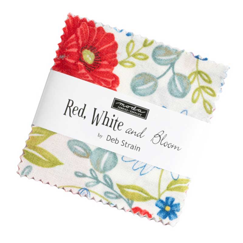 Moda Fabric Pre Cuts Moda Red White And Bloom Mini Charm 56110MC  - The Sewing Studio