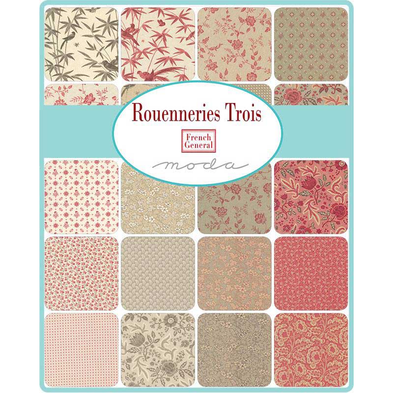 Moda Fabric Pre Cuts Moda Rouenneries Trois Charm Pack 13960PP  - The Sewing Studio