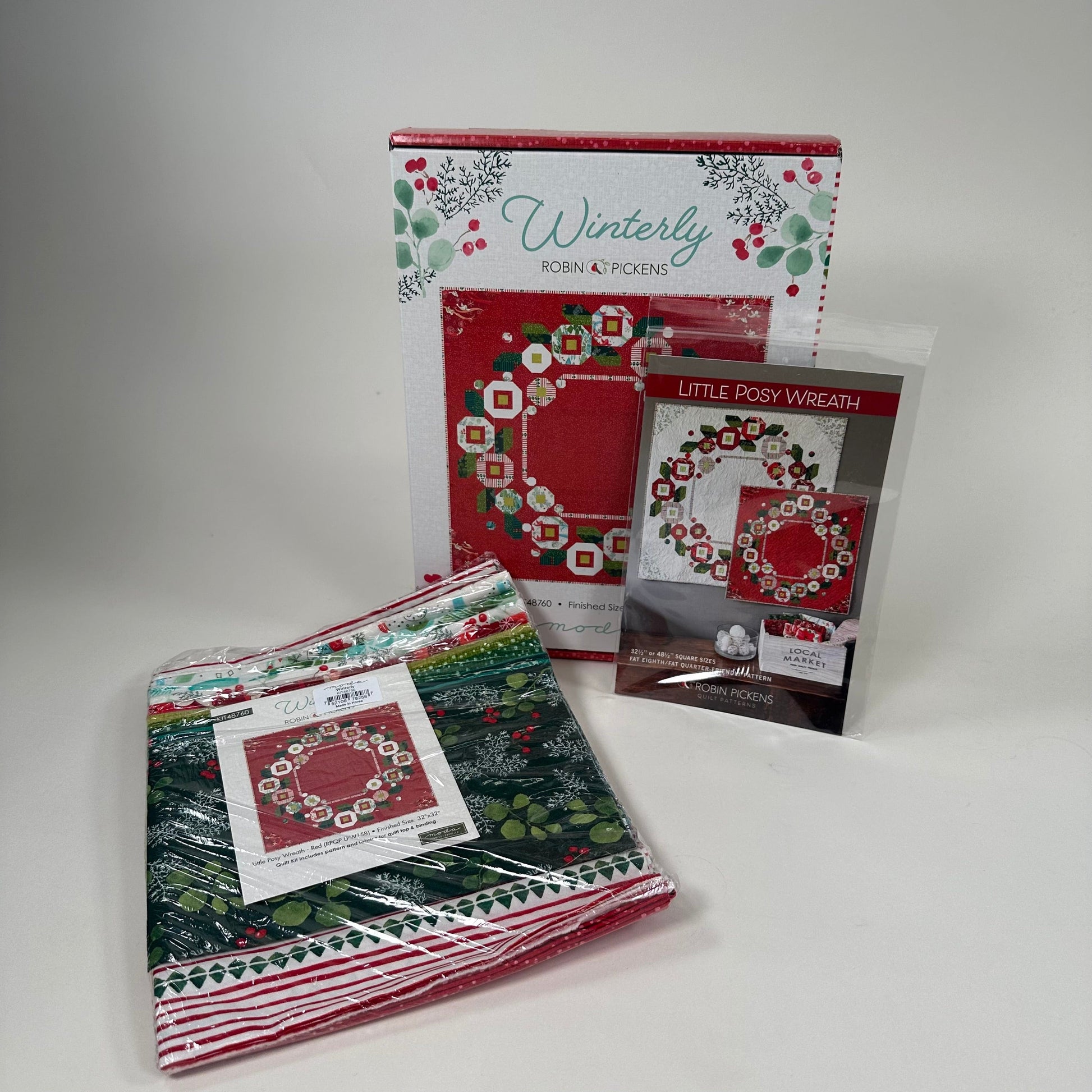 Moda Fabric Pre Cuts Moda Winterly Little Posy Wreath Quilt Kit  - The Sewing Studio