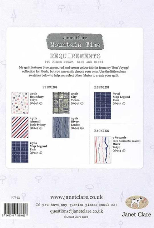 Moda Patterns Janet Clare Quilt Pattern Mountain Time  - The Sewing Studio