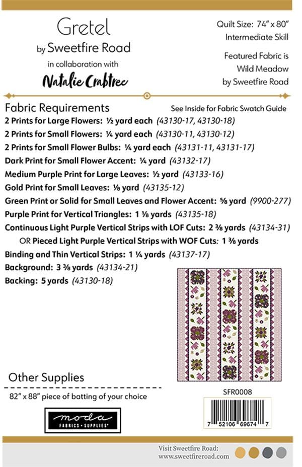 Moda Patterns Sweetfire Road Quilt Pattern Gretel  - The Sewing Studio